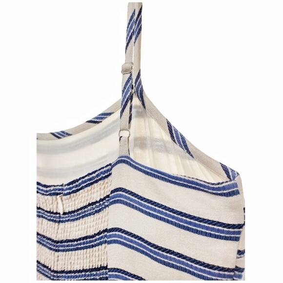 GREYLIN Cropped Striped Linen Jumpsuit Size S Spaghetti Straps Casual Spring - Picture 10 of 13